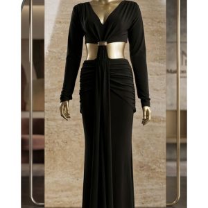 Beli Toka Detaylı Detaylı Elbise – Siyah