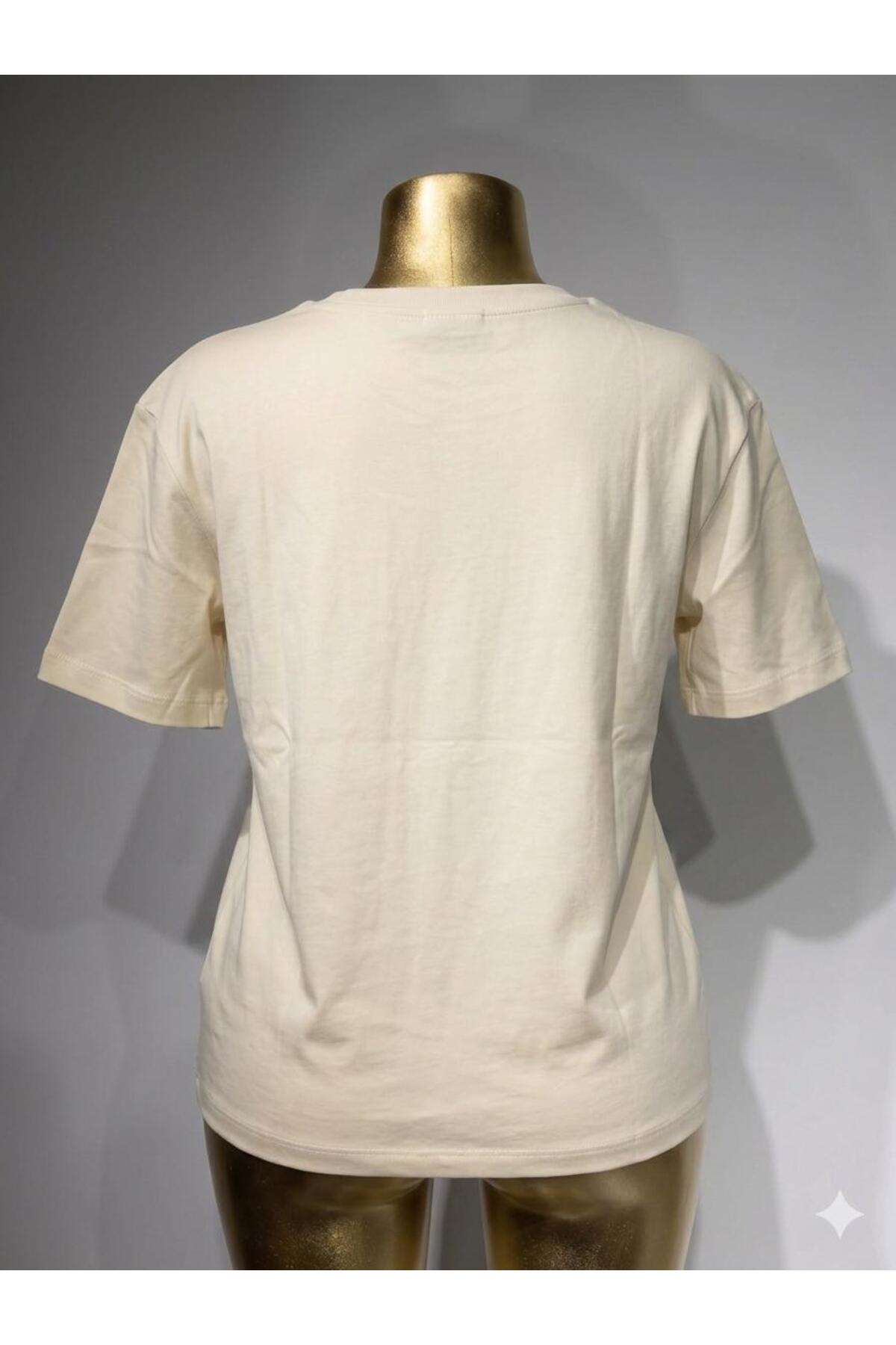 Kedi Baskılı Uzun T-Shirt - Beyaz