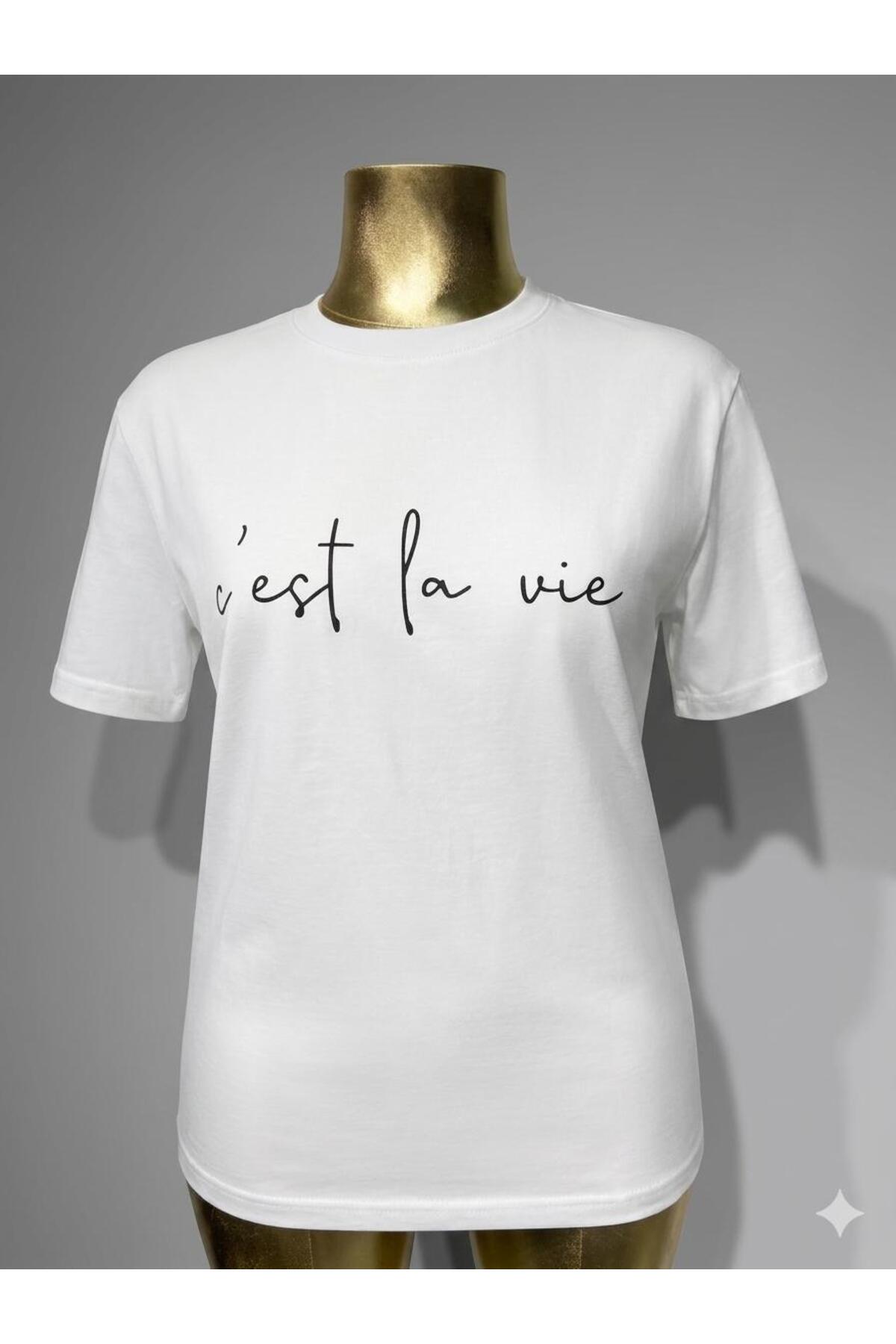 Yazı Baskılı T-Shirt - Beyaz