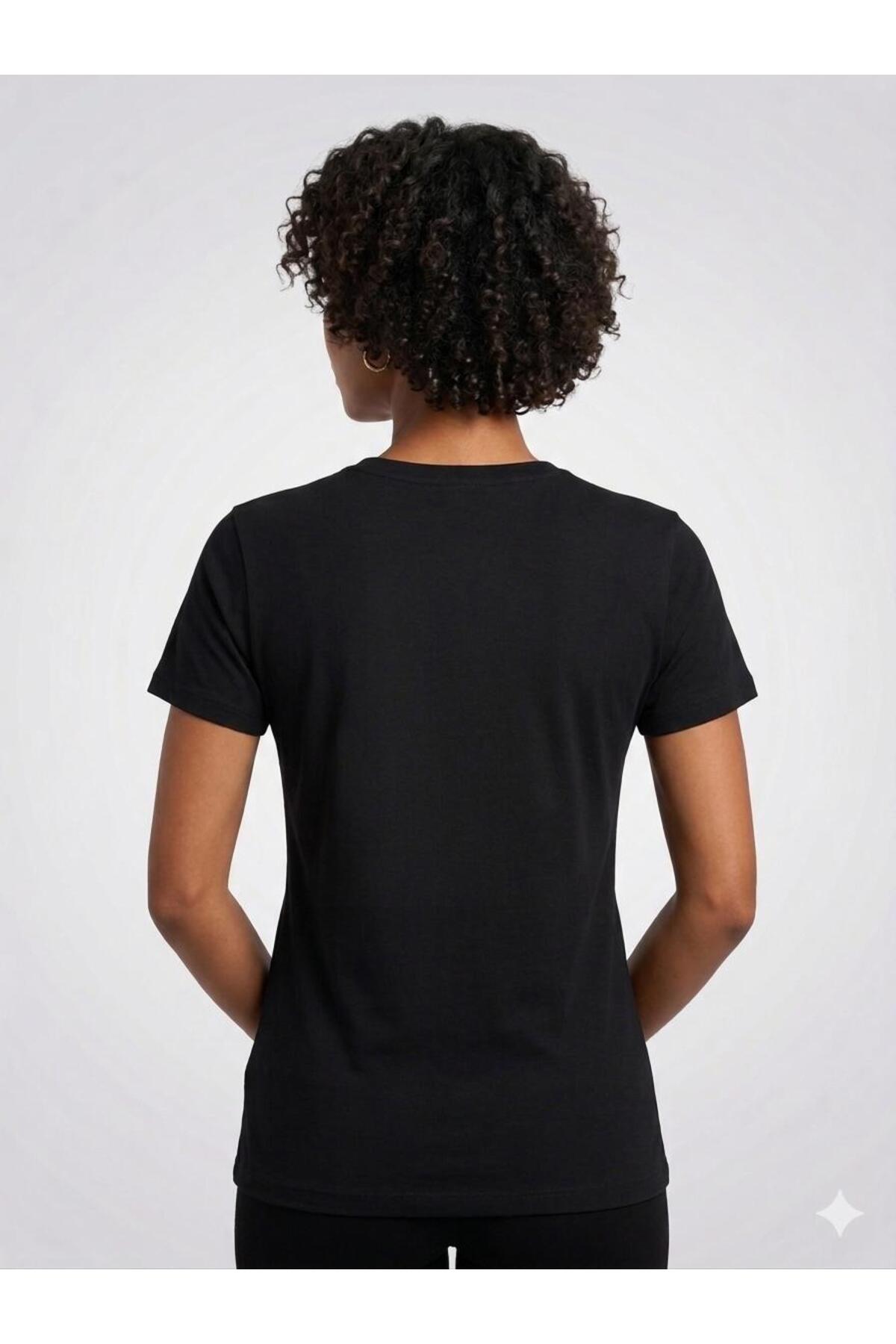 Ayıcık Baskılı Uzun T-Shirt - Siyah
