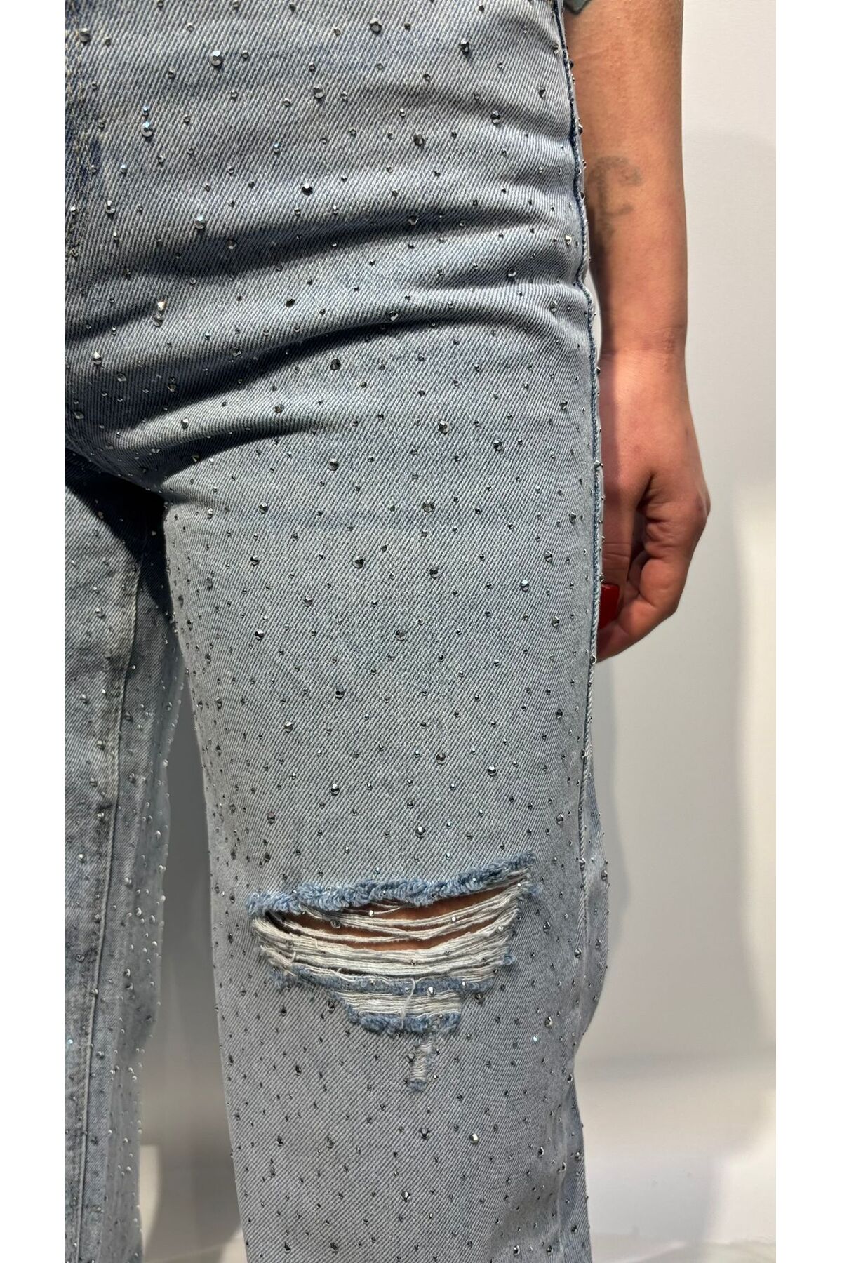 Taşlı Kot Pantolon 4758 - Mavi