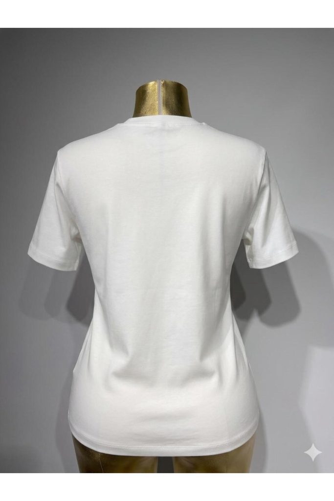 Bisiklet Yaka Uzun Tişört - Beyaz