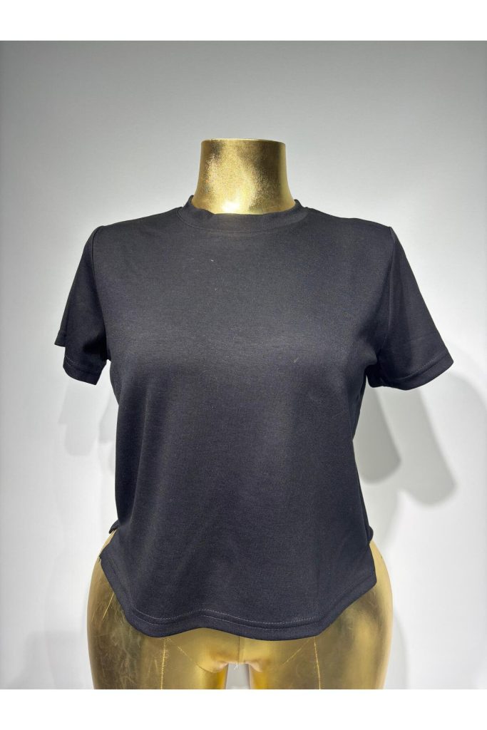 Bisiklet Yaka T-Shirt - Siyah