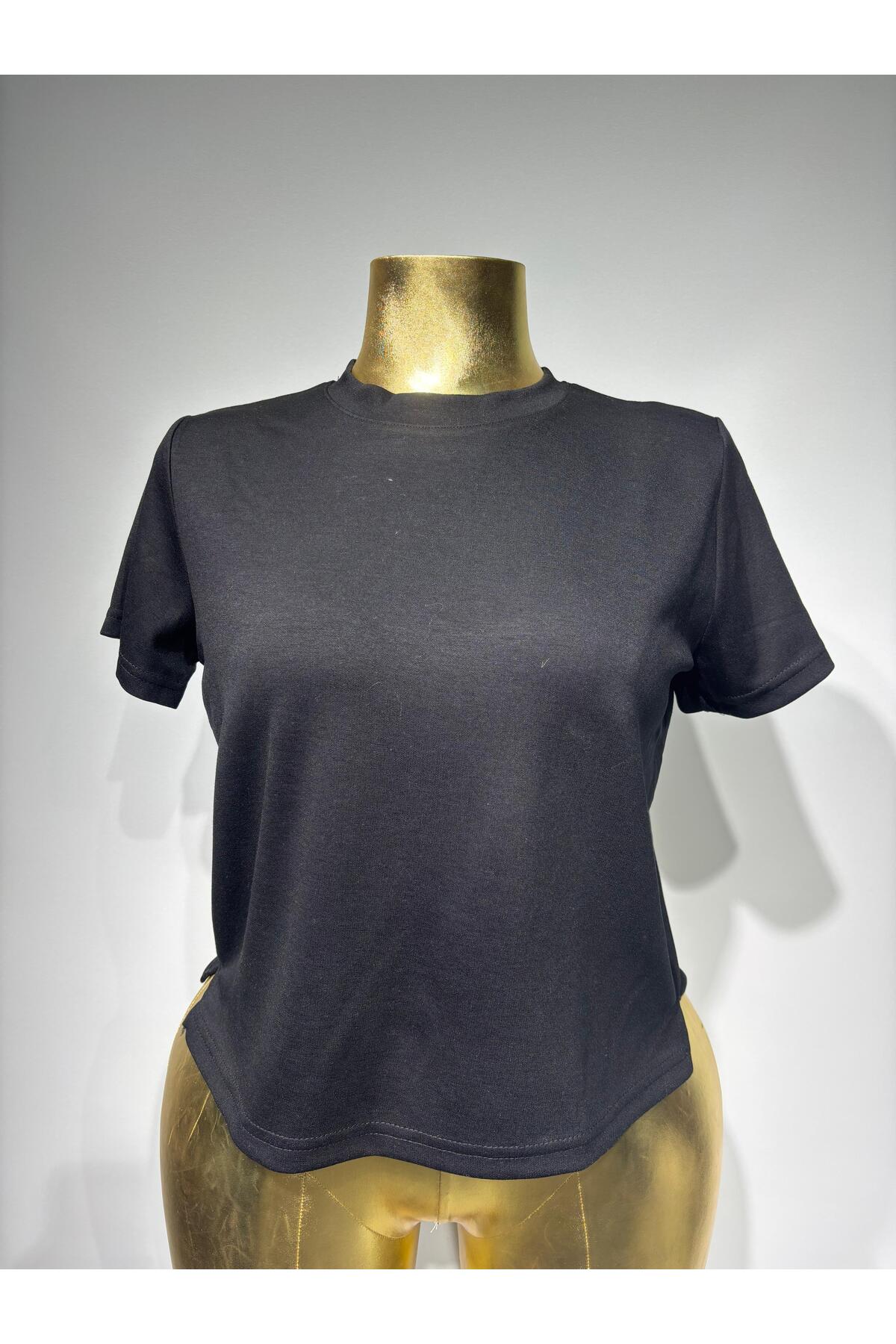Bisiklet Yaka T-Shirt - Siyah