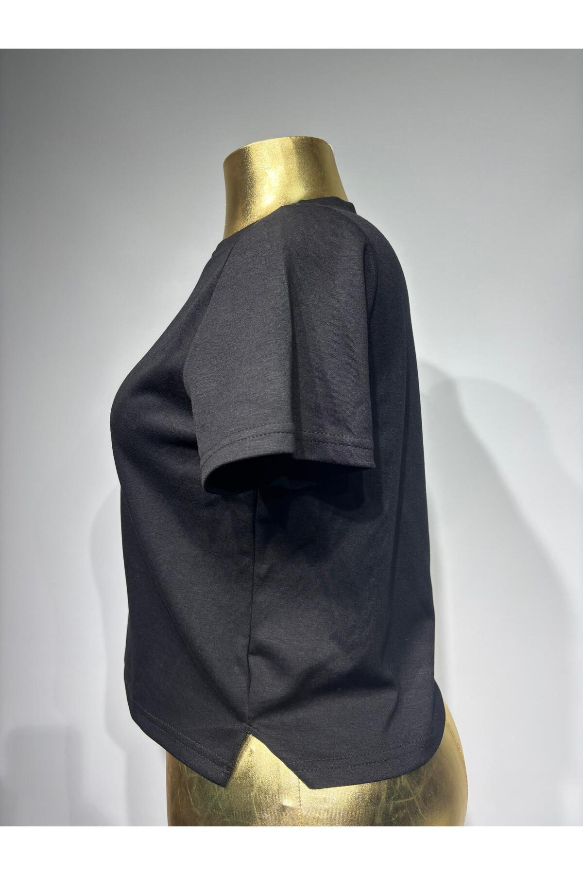 Bisiklet Yaka T-Shirt - Siyah
