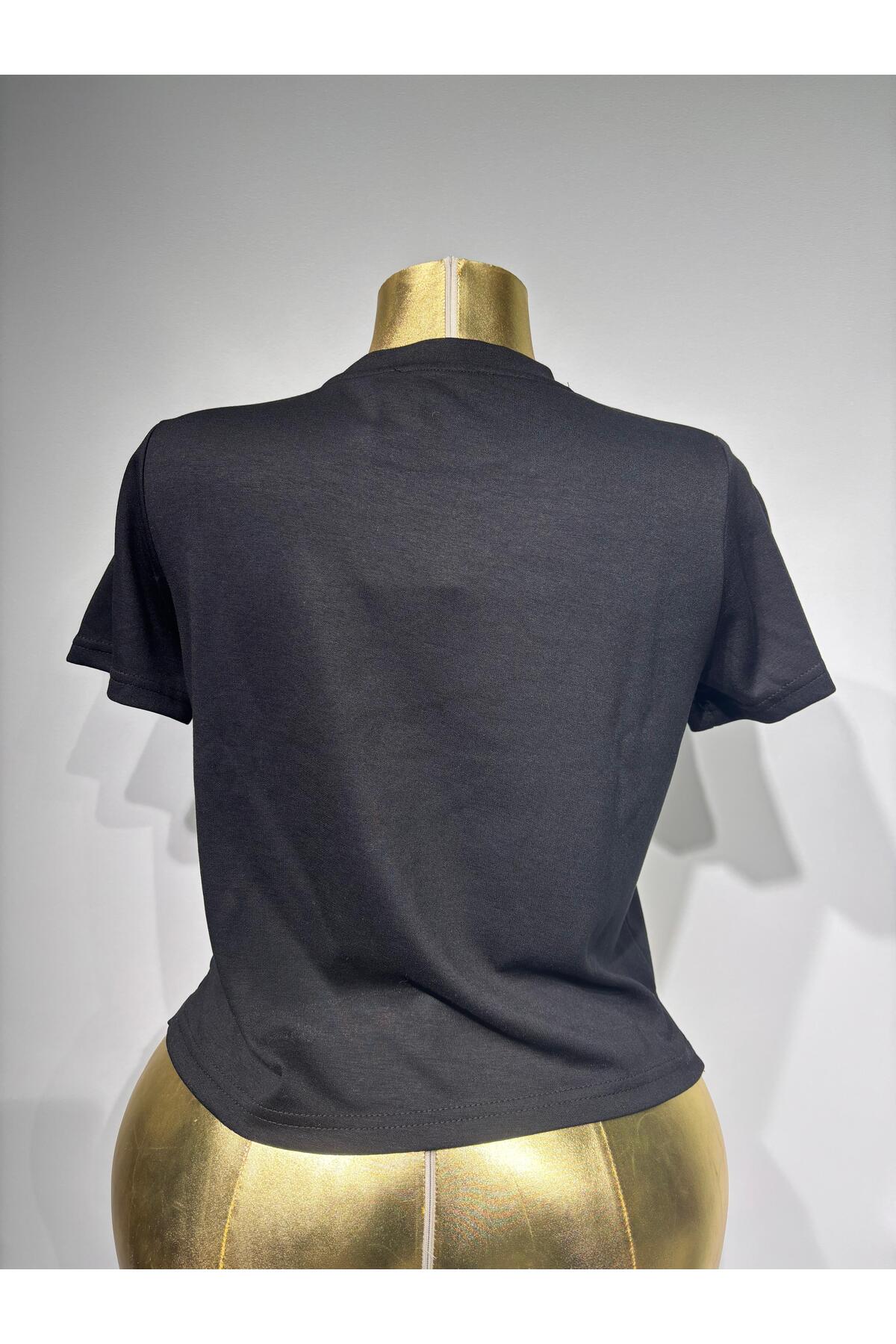 Bisiklet Yaka T-Shirt - Siyah