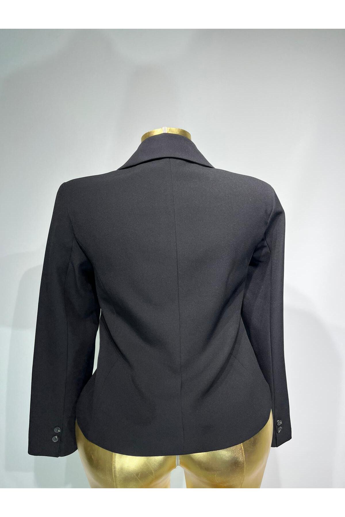 Kısa blazer ceket (0882) - Siyah
