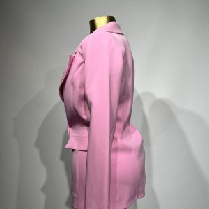 Yüksek Bel Havuç Pantolon Ceketi – Pembe