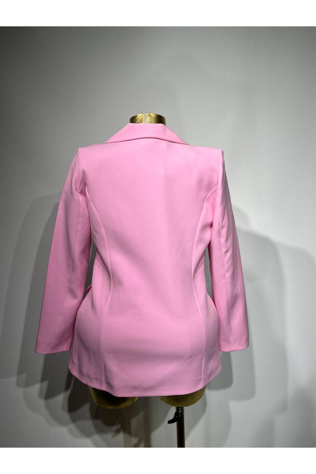 Yüksek Bel Havuç Pantolon Ceketi - Pembe