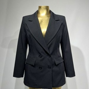 Yüksek Bel Havuç Pantolon Ceketi – Siyah