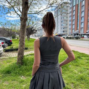 Yelekli Elbise – Gri