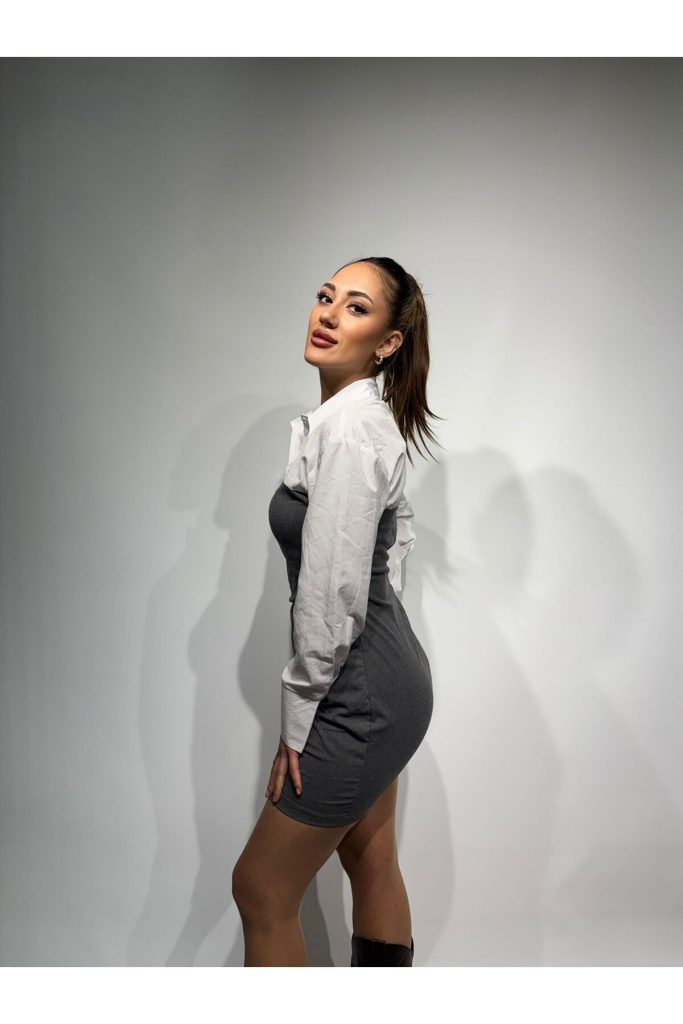 Garnili Elbise - Gri