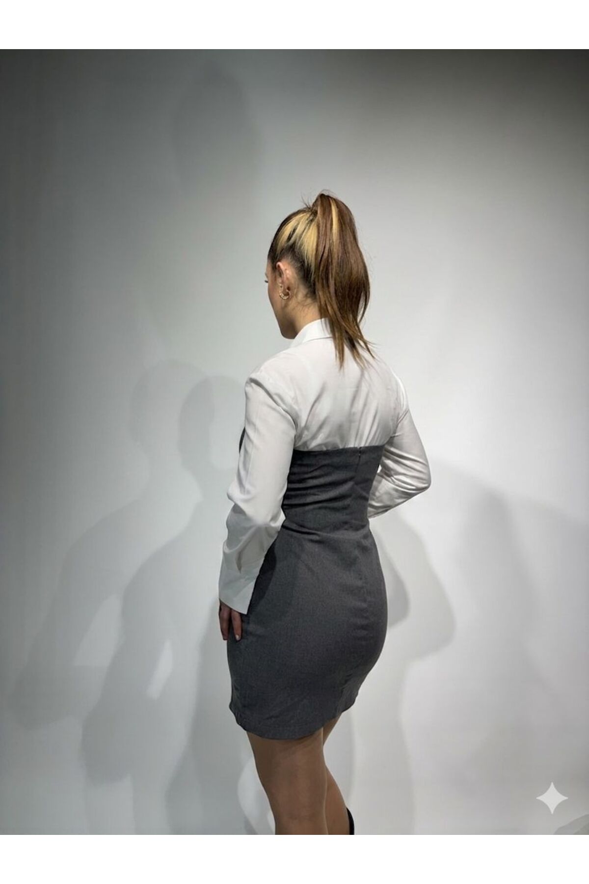 Garnili Elbise - Gri