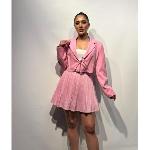 Piliseli Mini Etek – Pembe