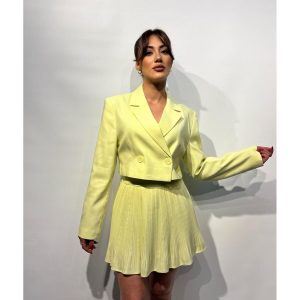 Piliseli Mini Etek – Sarı