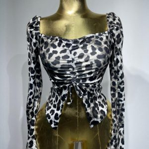 Leopar Desen İpli Bluz – Siyah