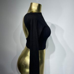Sırtı Açık Bluz – Siyah
