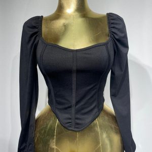 Korse Detaylı Bluz – Siyah
