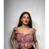 Fırfırlı Crop Bluz - Pembe
