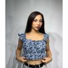 Fırfırlı Crop Bluz - Mavi