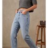 Taşlı Boyfriend Kot Pantolon - Mavi