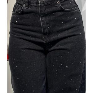 Taşlı Kot Pantolon 4452 – Siyah