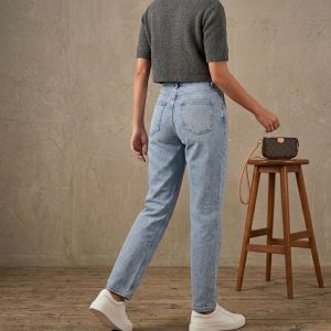 Taşlı Boyfriend Kot Pantolon – Mavi